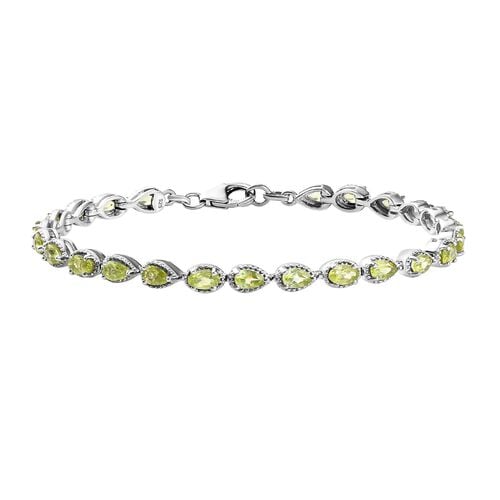 Natürlicher Peridot Armband, ca. 19 cm, 925 Silber platiniert ca. 5.97 ct image number 0