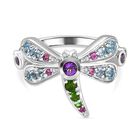 GP Trionfo Kollektion - AA Afrikanischer Amethyst, Schweizer Blautopas Ring 925 Silber rhodiniert (Größe 20.00) ca. 0.99 ct