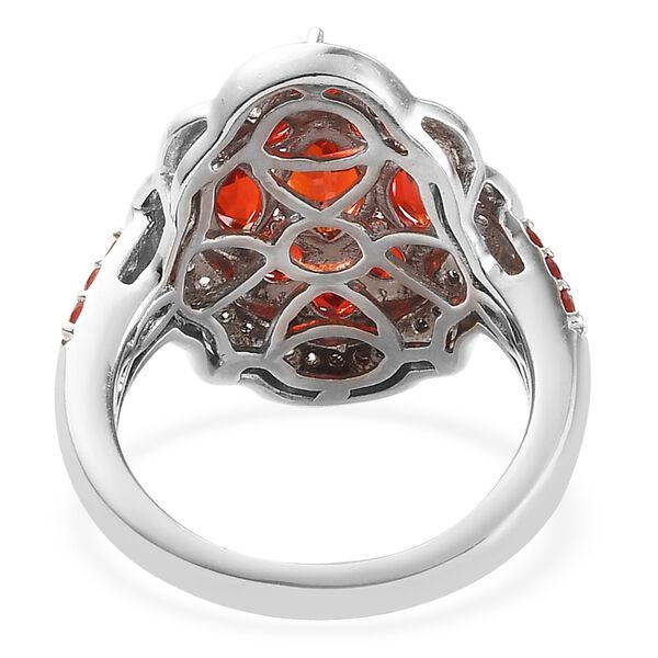 Mexikanischer Kirschfeuer-Opal und Zirkon Ring 925 Silber Platin-&Uuml;berzug image number 5