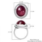 AAA Afrikanischer Rubin (Fissure gefüllt) und weißer Zirkon Ring, 925 Silber platiniert (Größe 19.00) ca. 22.90 ct image number 6