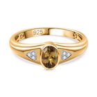 AA Natürlicher goldener Tansanit, Weißer Zirkon Ring, 925 Silber Gelbgold Vermeil, (Größe 17.00) ca. 0.49 ct