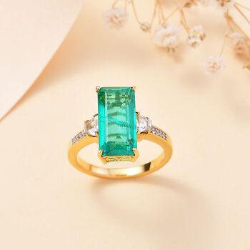 Smaragd Quarz Triplett und Zirkon Ring - 5,30 ct.