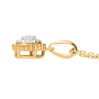 Diamant Anh&auml;nger mit 45cm Kette, 925 Silber mit Gelbgold Vermeil