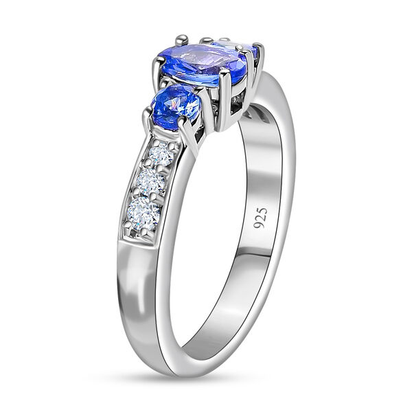 Tansanit und Zirkon Ring 925 Silber Platin-&Uuml;berzug image number 4