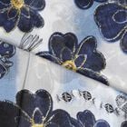 LA MAREY 100 % natürlicher Maulbeerseiden Schal, Blumenmuster, Größe: 180x110 cm, Dunkelblau image number 3