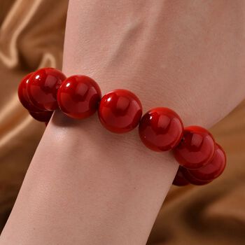 Rote Muschelkernperle Armband Flexibel