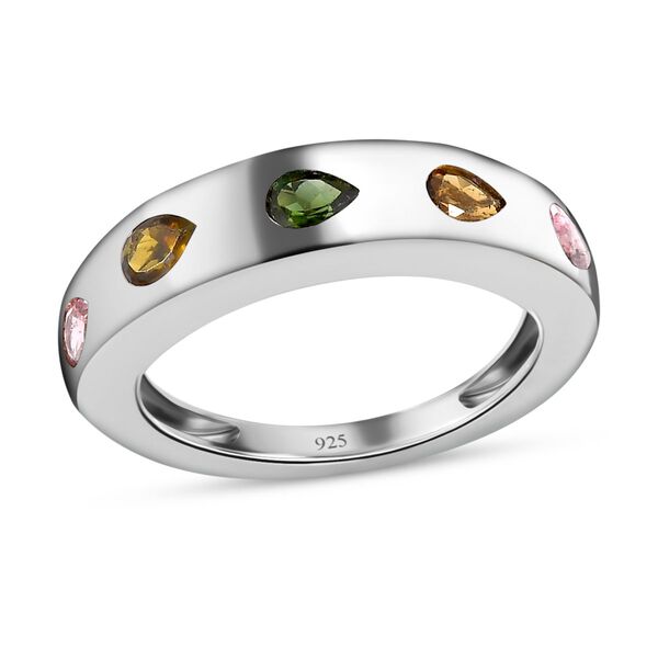 Natürlicher mehrfarbiger Turmalin Ring, 925 Silber platiniert (Größe 20.00) ca. 0.73 ct image number 4