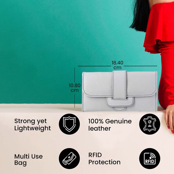 100% echte Leder Geldbörse mit RFID Schutz, 18.50x10.50 cm, Grau image number 4