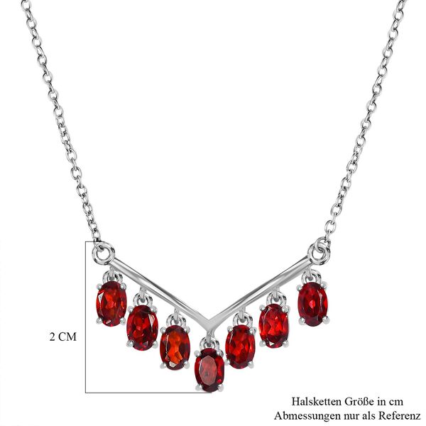 Rotes Granat Collier, ca. 50 cm, 925 Silber mit Edelstahl kette ca. 4.21 ct image number 5