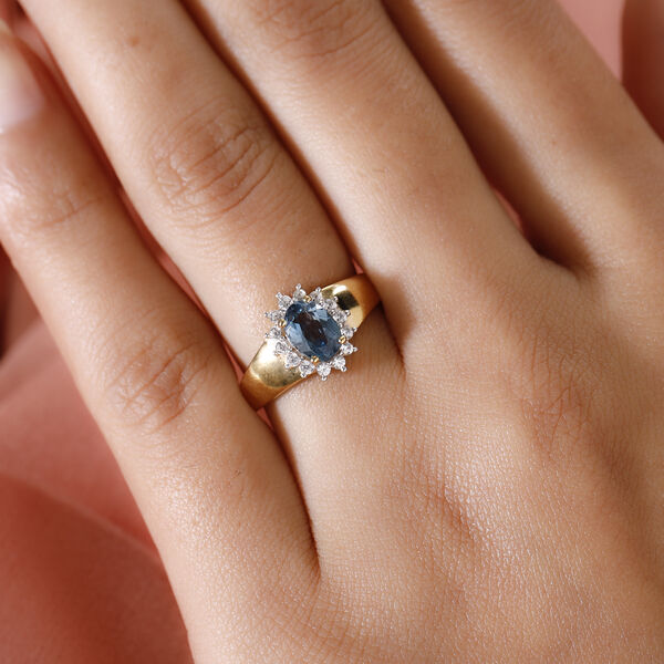 London Blau Topas und Zirkon Ring, ca. 1,24 ct image number 3