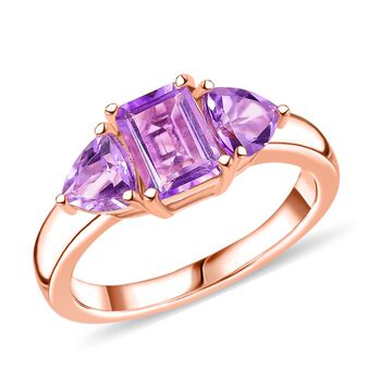 D'Joy AAA Rose De France Amethyst Ring 925 Silber 750 ros&eacute;vergoldet (Gr&ouml;&szlig;e 18.00) ca. 1,74 ct
