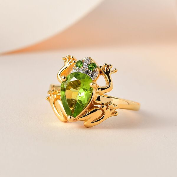 GP Trionfo Kollektion - Natürlicher Peridot, Natürlicher Chromdiopsid Ring 925 Silber Gelbgold Vermeil (Größe 19.00) ca. 1.93 ct image number 2