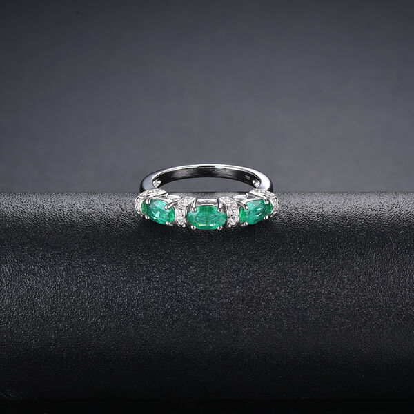 AAA Kagem sambischer Smaragd und Zirkon-Ring- 1,41 ct. image number 1