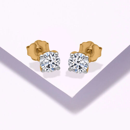 IGI-zertifizierte SI GH Diamant-Ohrringe in 585 Gelbgold - 0,50 ct. image number 2