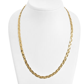 Geflochtene Fischgr&auml;tenkette 45 cm in 925 Silber vergoldet