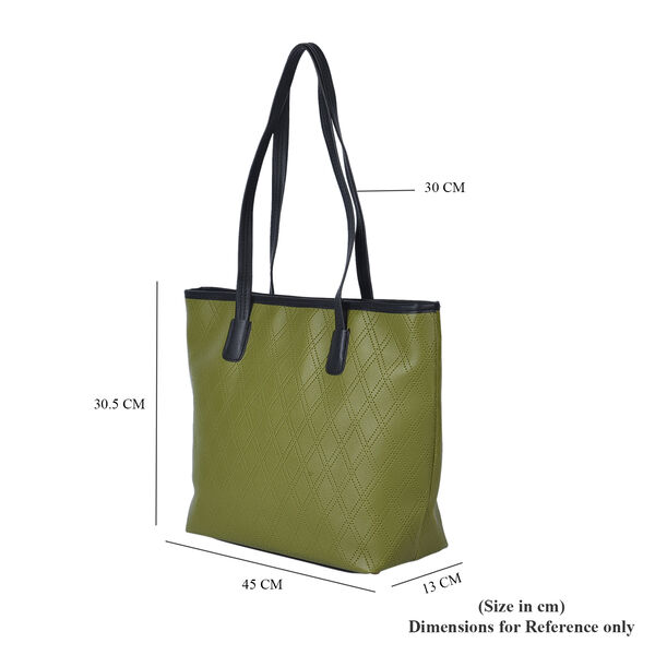 Moderne Handtasche aus naturfreundlichem Kunstleder, Karomuster, Gr&uuml;n image number 6