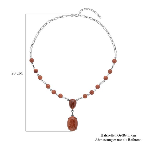 Goldenes Sandstein Collier, ca. 45 cm, silberfarben, ca. 70,00 ct image number 4