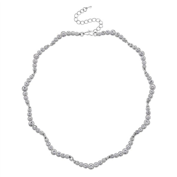 Wei&szlig;e Kristall 50+5cm Halskette in Silberton image number 3
