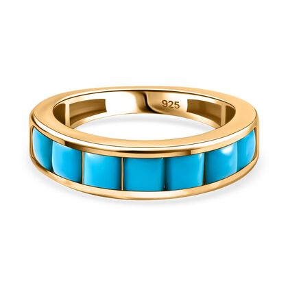 AA Amerikanische nat&uuml;rliche, Sleeping Beauty T&uuml;rkis Ring, 925 Silber Gelbgold Vermeil (Gr&ouml;&szlig;e 21.00) ca. 1.36 ct