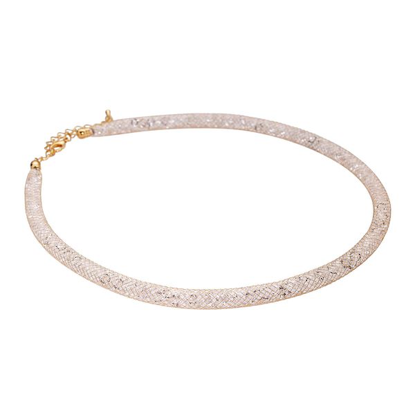 Wei&szlig;e Kristall-Halskette in Goldton, 49,5 cm - 85 ct. image number 3