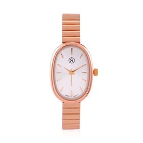 STRADA - Elegante Armbanduhr mit Japanischem PC21S Werk, Stahlsonnenschliff-Zifferblatt und Edelstahlarmband, Reiner Edelstahl, 19 cm, rosefarben, ca. 37,50g