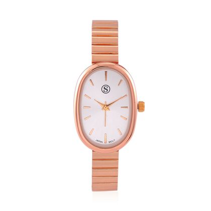 STRADA - Elegante Armbanduhr mit Japanischem PC21S Werk, Stahlsonnenschliff-Zifferblatt und Edelstahlarmband, Reiner Edelstahl, 19 cm, rosefarben, ca. 37,50g