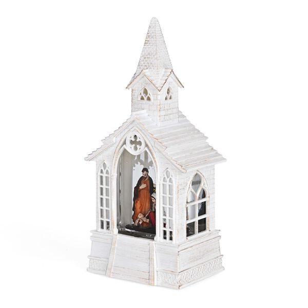 Weihnachts Deko Heilige Familie, warmwei&szlig;es LED, 2 Weihnachtsmelodien, 11 x 7.8 x 23 cm, Wei&szlig;, Batteriebetrieb 3 x AAA nicht enthalten