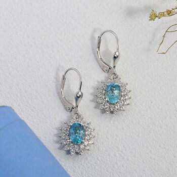 D'Joy AA blaue und wei&szlig;e Zirkon Ohrringe - 3,79 ct.