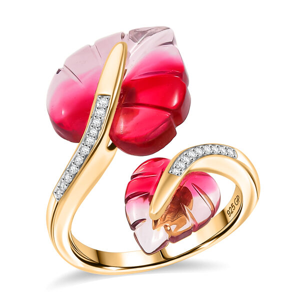 GP Italian Garden Kollektion- Rosa zweifarbiges Muranoglas aus Italien, Zirkon und blauer Saphir Ring image number 5