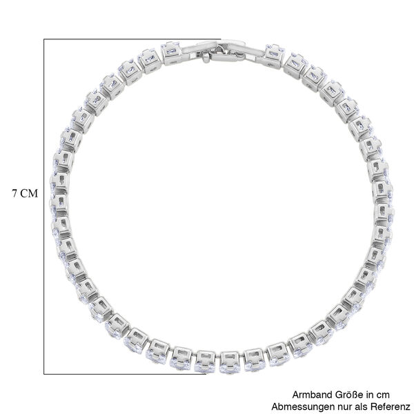 Wei&szlig;es Carr&eacute;-Schliff Zirkonia 19cm Armband in Silberton image number 5