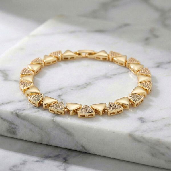 Wei&szlig;es Zirkonia 19cm Armband, Goldton image number 2