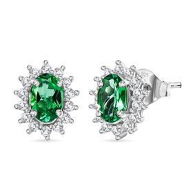 Luxuriant - AAA Lab Created Kolumbianischer Smaragd, Moissanit Ohrringe 925 Silber rhodiniert ca. 1.03 ct