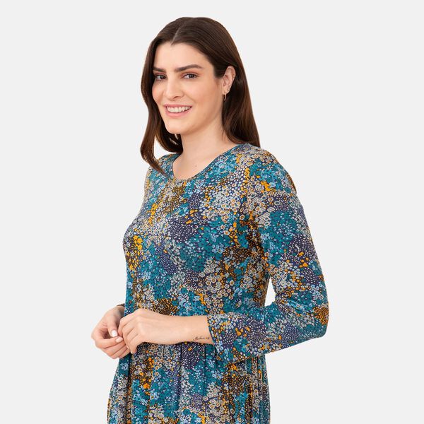 TAMSY Damen bedrucktes Midikleid, Größe 38, Blau image number 9