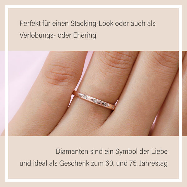 Schlichter, funkelnder Bandring, rosévergoldet image number 10