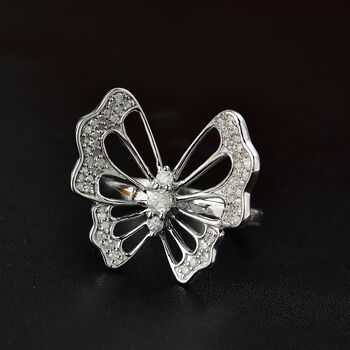 GP Italian Garden Kollektion- Wei&szlig;er Diamant und blauer Saphir-Ring, 925 Silber rhodiniert - 0,51 ct,