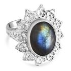 D'Joy AAA Labradorit Ring 925 Silber (Gr&ouml;&szlig;e 20.00) ca. 6,02 ct