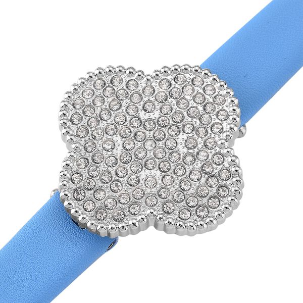 2 in 1 GENOA Japan Uhrwerk, weißem Kristall und Lederband-Armreif, schwarz image number 5