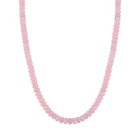 Rosenquarz Halskette, ca. 45 cm+ 5 cm extender, Reiner Edelstahl, ca. 200.00 ct