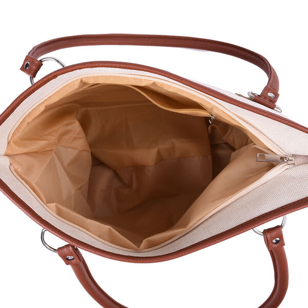 Handtasche f&uuml;r Damen, Braun und Wei&szlig; image number 5