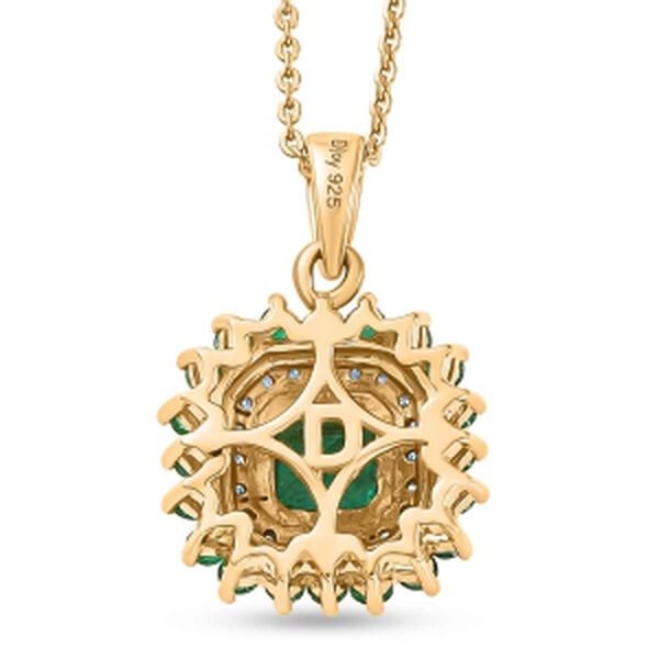 D'Joy AAA Kagem Sambischer Smaragd Schmuckset ca. 50 cm 925 Silber 750 Gelbgold vermeil (10-15 Werktage Lieferzeit) ca. 1.29 ct image number 4
