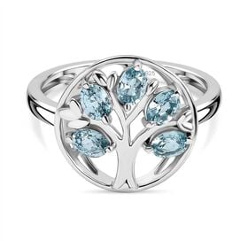 D'Joy AA Blauer Zirkon Ring 925 Silber rhodiniert (Größe 17.00) ca. 1,29 ct