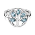 D'Joy AA Blauer Zirkon Ring 925 Silber rhodiniert (Größe 17.00) ca. 1,29 ct