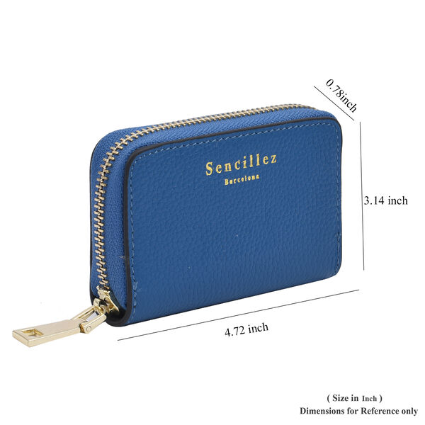 SENCILLEZ Geldbörse aus 100% echtem Leder und RFID Schutz, Größe 12x2x8 cm, Blau image number 6