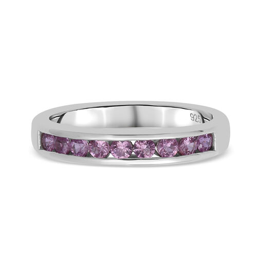 Rosa Saphir Half Eternity Band Ring 925 Silber Platin-Überzug image number 0