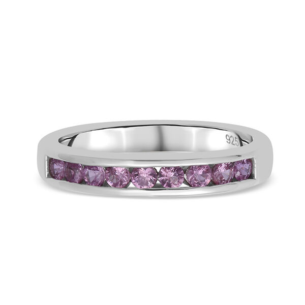 Rosa Saphir Half Eternity Band Ring 925 Silber Platin-&Uuml;berzug