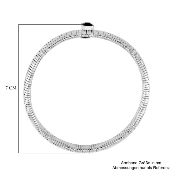 Schwarzes Kristall Armband, flexibel, Reiner Edelstahl, silberfarben image number 5