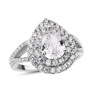 Lustro Stella - Wei&szlig;er Zirkonia-Ring, 925 Silber rhodiniert (Gr&ouml;&szlig;e 17.00) ca. 3.16 ct