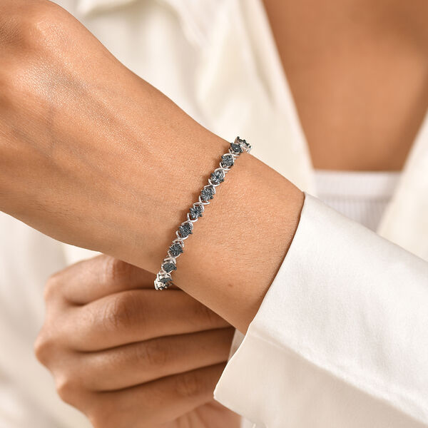 D'Joy blaues Diamant 19cm Armband, 925 Silber rhodiniert - 0,25 ct. image number 2