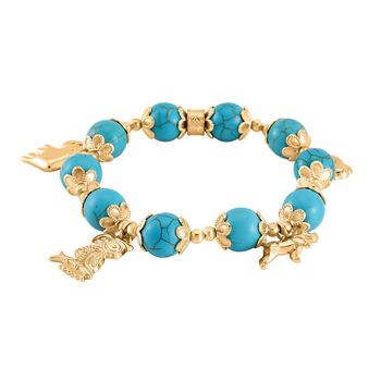 Blauer Howlit Armband ca. Flexibles cm Legierung vergoldet ca. 148.20 ct