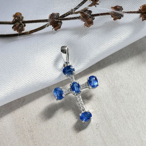 D'Joy AA Natürlicher Kaschmir-Kyanit, Moissanit Anhänger 925 Silber rhodiniert ca. 1,31 ct. image number 1